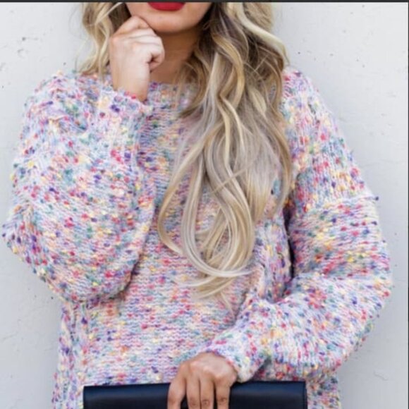 Popcorn Knit Oversized Sweater – Multicolor - Picture 2 of 4